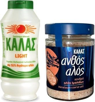 KALAS LIGHT Jemná morská soľ 375 g, obsahuje o 51 % menej soli + Himalájska hrubá soľ 300 g