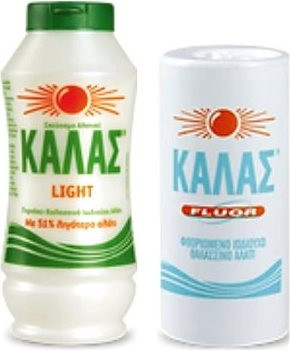 KALAS LIGHT Jemná morská soľ 375 g, obsahuje o 51 % menej soli + FLUOR fluórovaná jódovaná, 250 g