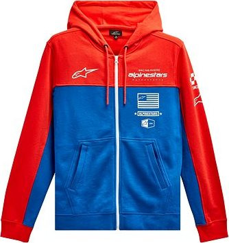 ALPINESTARS mikina H Block Hoodie, červená fluo/svetlo modrá, veľkosť L