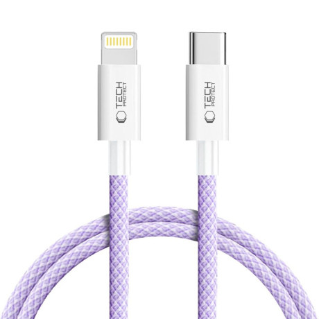 Tech-Protect Ultraboost Lite kábel USB-C / Lightning PD 27W / 3A 1m, fialový