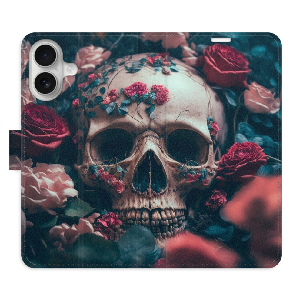 Flipové puzdro iSaprio - Skull in Roses 02 - iPhone 16