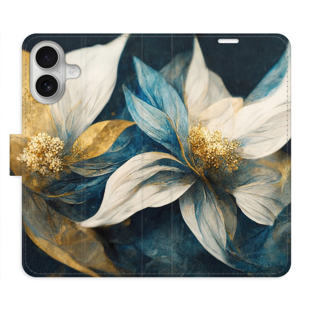 Flipové puzdro iSaprio - Gold Flowers - iPhone 16