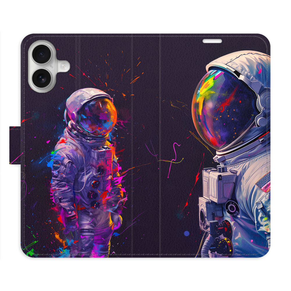 Flipové puzdro iSaprio - Neon Astronaut 02 - iPhone 16 Plus