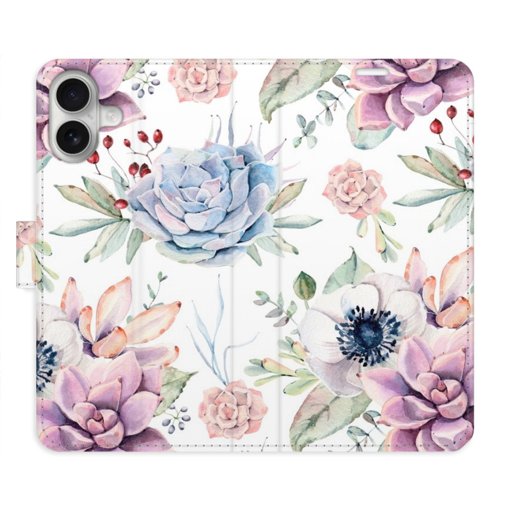 Flipové puzdro iSaprio - Succulents Pattern - iPhone 16 Plus