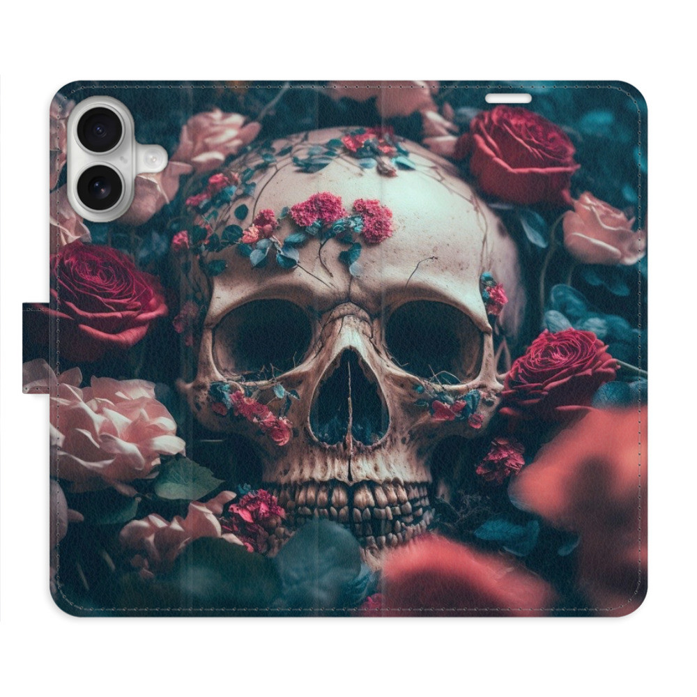 Flipové puzdro iSaprio - Skull in Roses 02 - iPhone 16 Plus