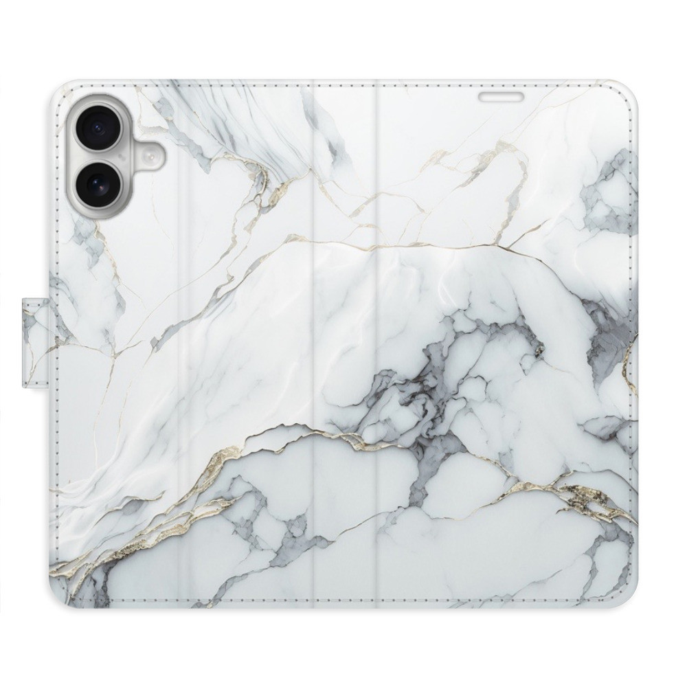 Flipové puzdro iSaprio - SilverMarble 15 - iPhone 16 Plus