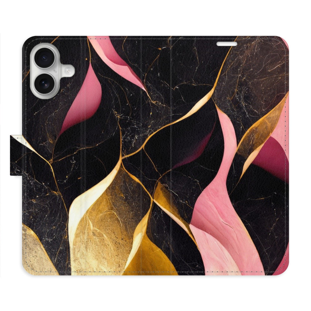 Flipové puzdro iSaprio - Gold Pink Marble 02 - iPhone 16 Plus