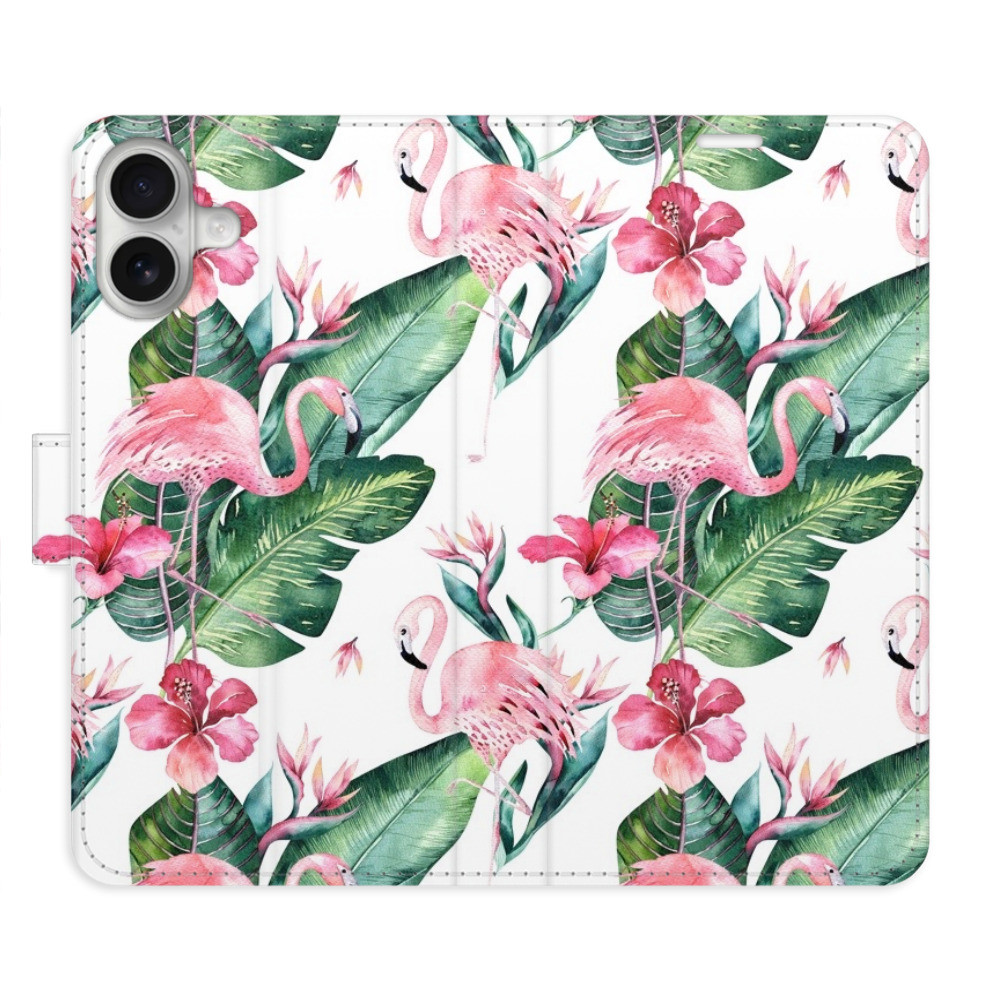 Flipové puzdro iSaprio - Flamingos Pattern - iPhone 16 Plus