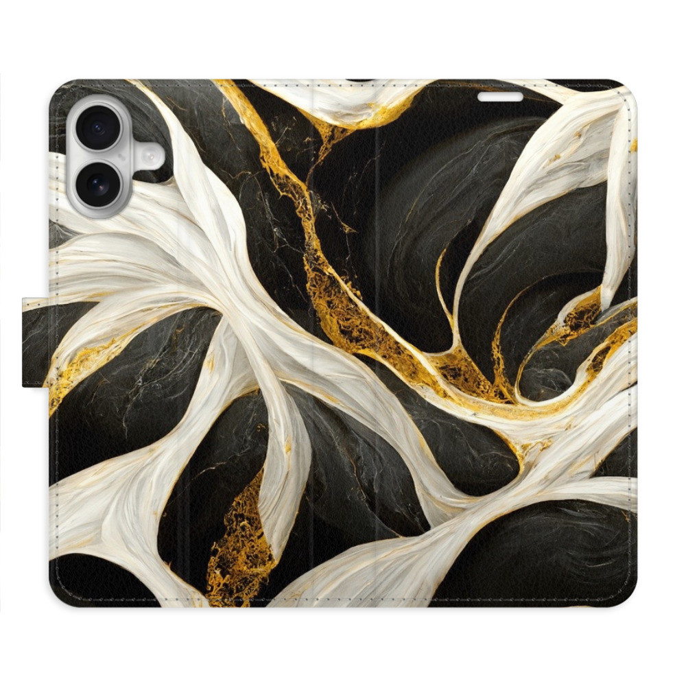 Flipové puzdro iSaprio - BlackGold Marble - iPhone 16 Plus