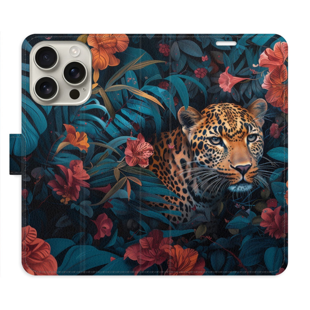 Flipové puzdro iSaprio - Flower Jaguar 02 - iPhone 16 Pro