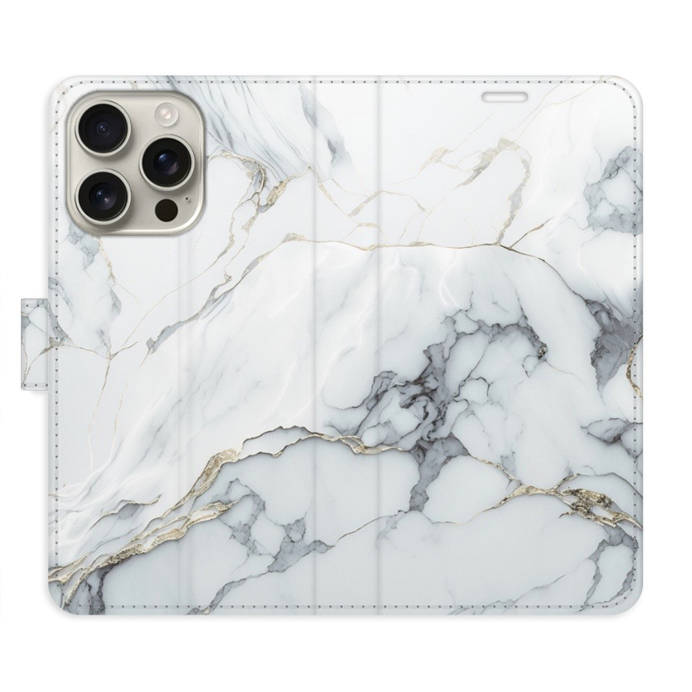 Flipové puzdro iSaprio - SilverMarble 15 - iPhone 16 Pro
