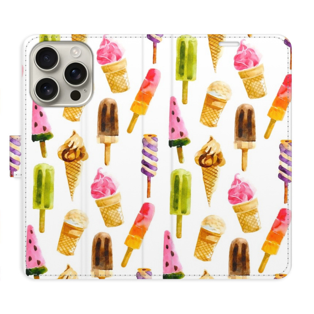 Flipové puzdro iSaprio - Ice Cream Pattern - iPhone 16 Pro
