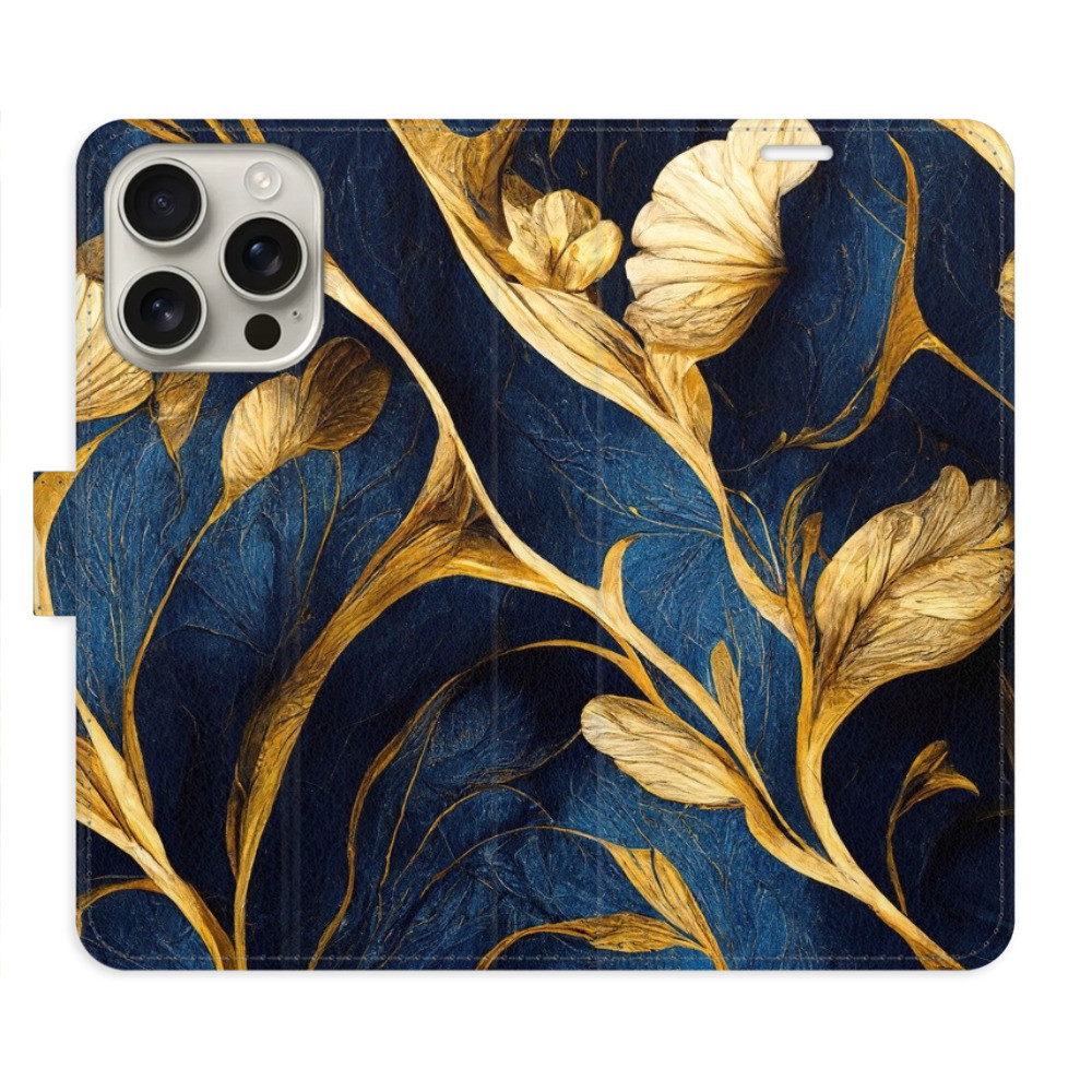 Flipové puzdro iSaprio - GoldBlue - iPhone 16 Pro