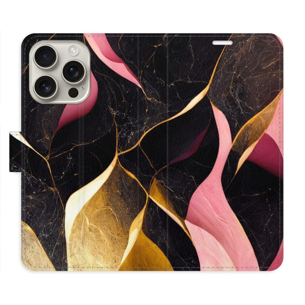Flipové puzdro iSaprio - Gold Pink Marble 02 - iPhone 16 Pro