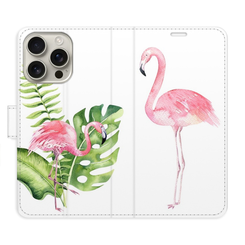 Flipové puzdro iSaprio - Flamingos - iPhone 16 Pro