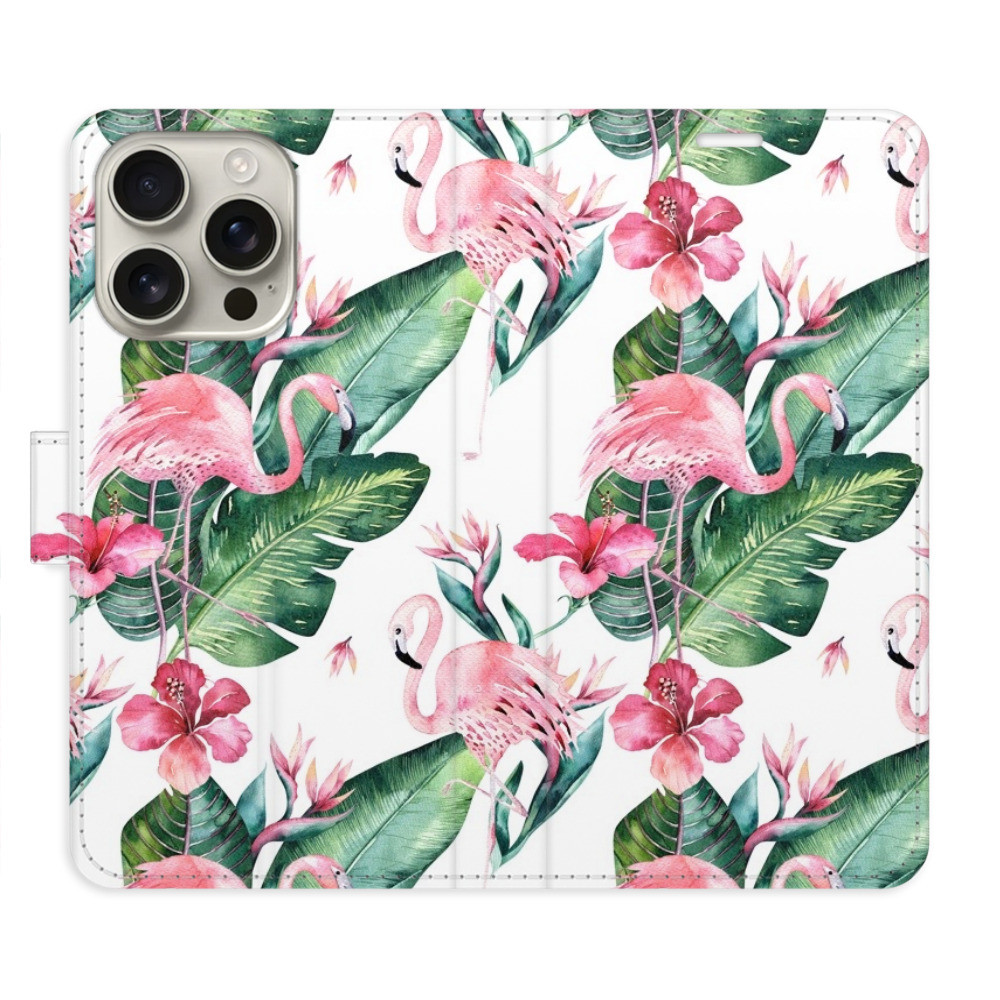 Flipové puzdro iSaprio - Flamingos Pattern - iPhone 16 Pro