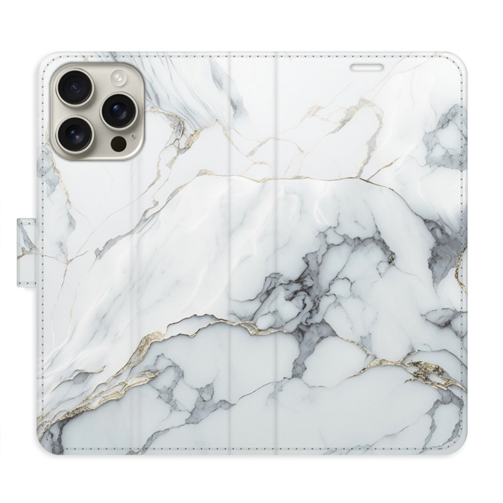Flipové puzdro iSaprio - SilverMarble 15 - iPhone 16 Pro Max