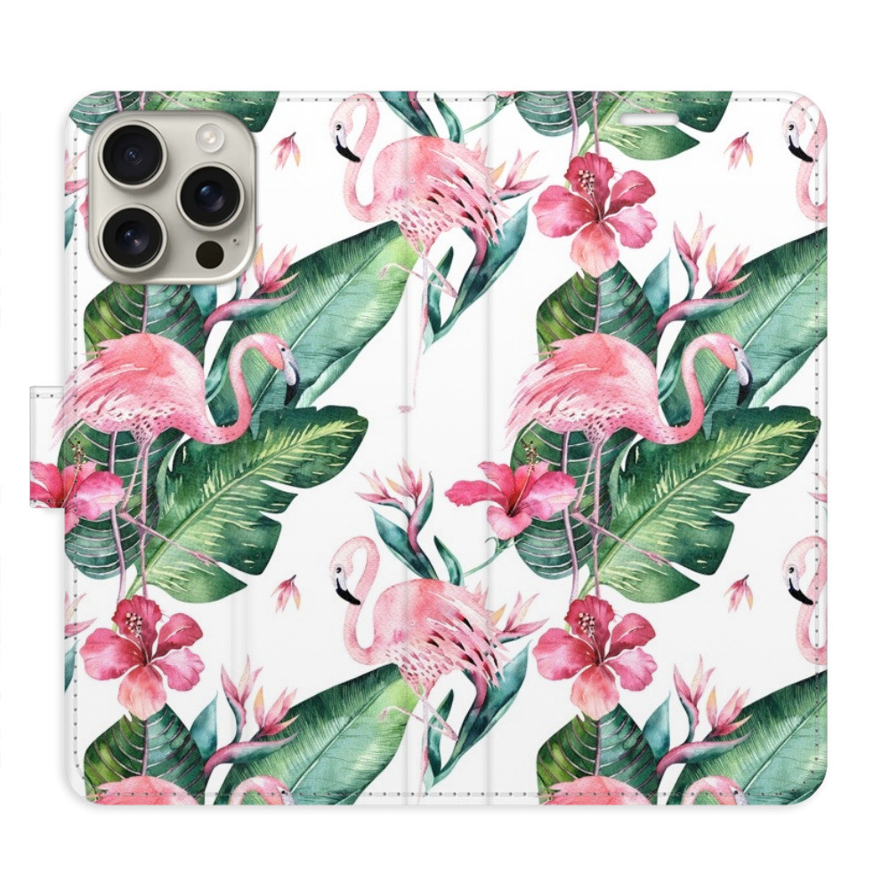 Flipové puzdro iSaprio - Flamingos Pattern - iPhone 16 Pro Max