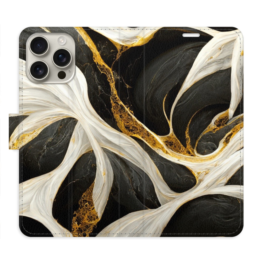 Flipové puzdro iSaprio - BlackGold Marble - iPhone 16 Pro Max