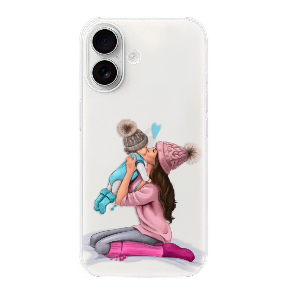 Odolné silikónové puzdro iSaprio - Kissing Mom - Brunette and Boy - iPhone 16