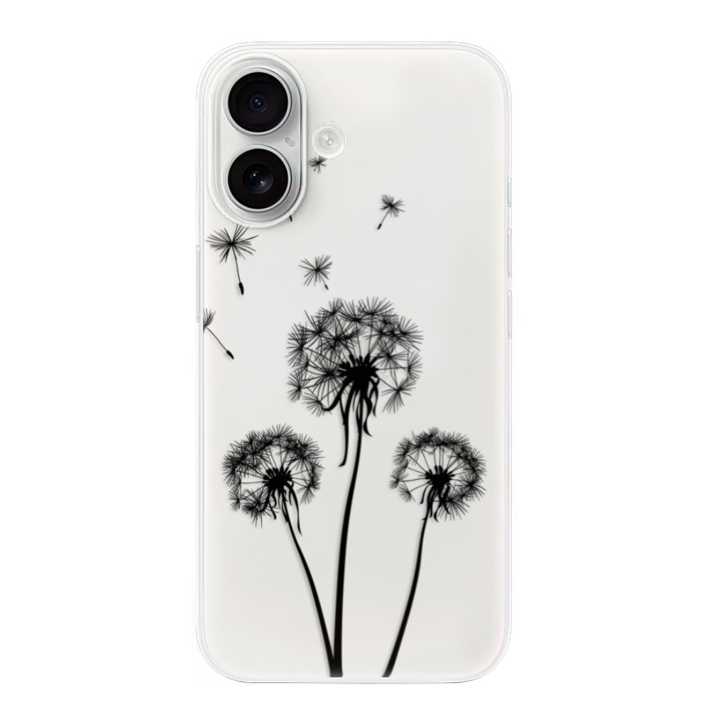 Odolné silikónové puzdro iSaprio - Three Dandelions - black - iPhone 16