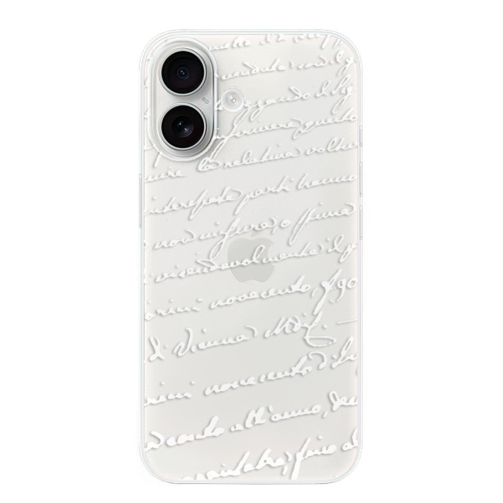 Odolné silikónové puzdro iSaprio - Handwriting 01 - white - iPhone 16