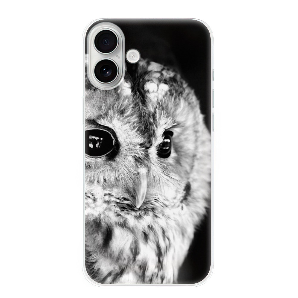Odolné silikónové puzdro iSaprio - BW Owl - iPhone 16 Plus