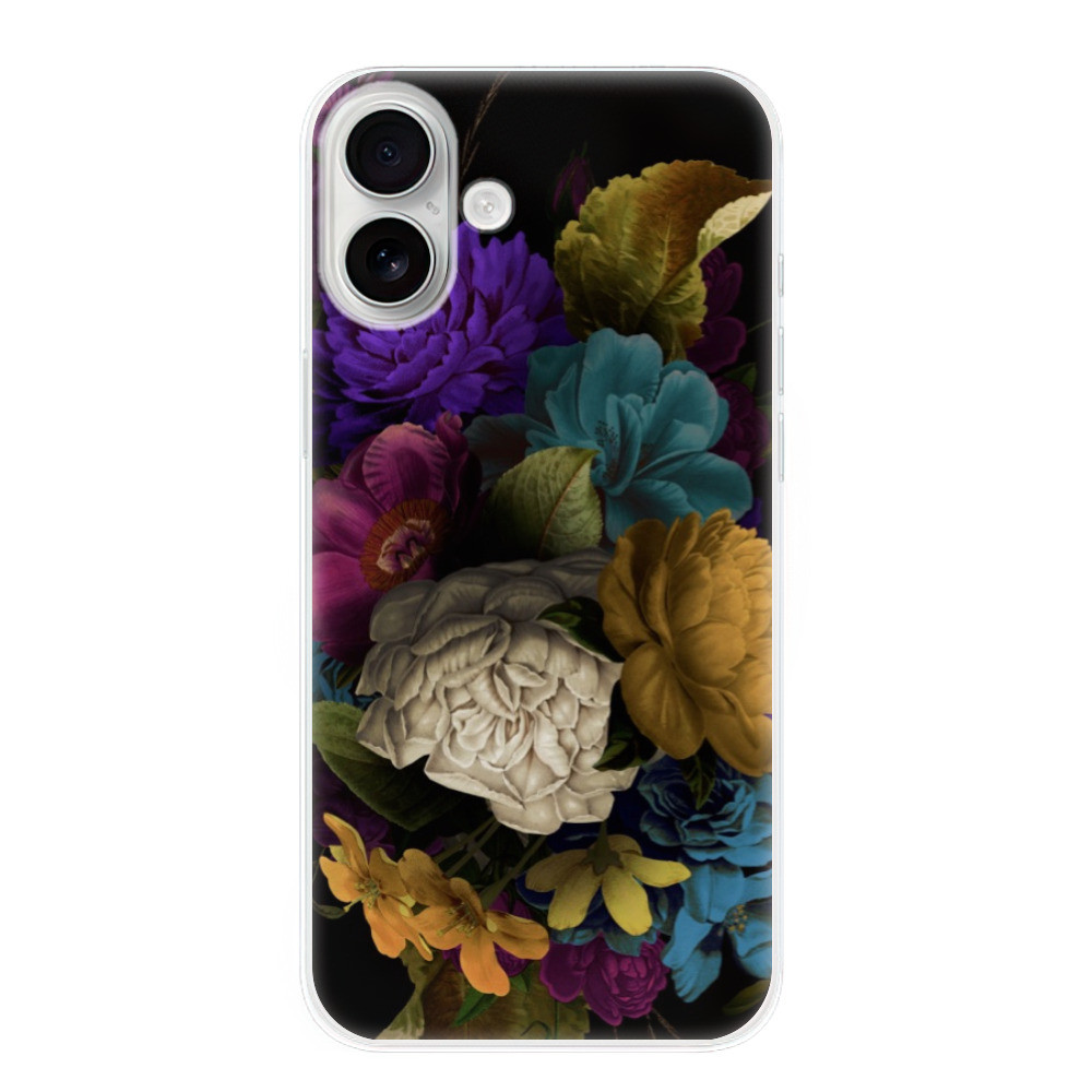 Odolné silikónové puzdro iSaprio - Dark Flowers - iPhone 16 Plus