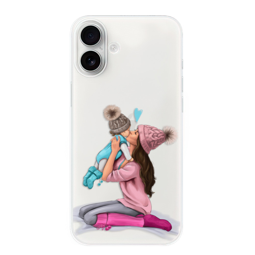 Odolné silikónové puzdro iSaprio - Kissing Mom - Brunette and Boy - iPhone 16 Plus