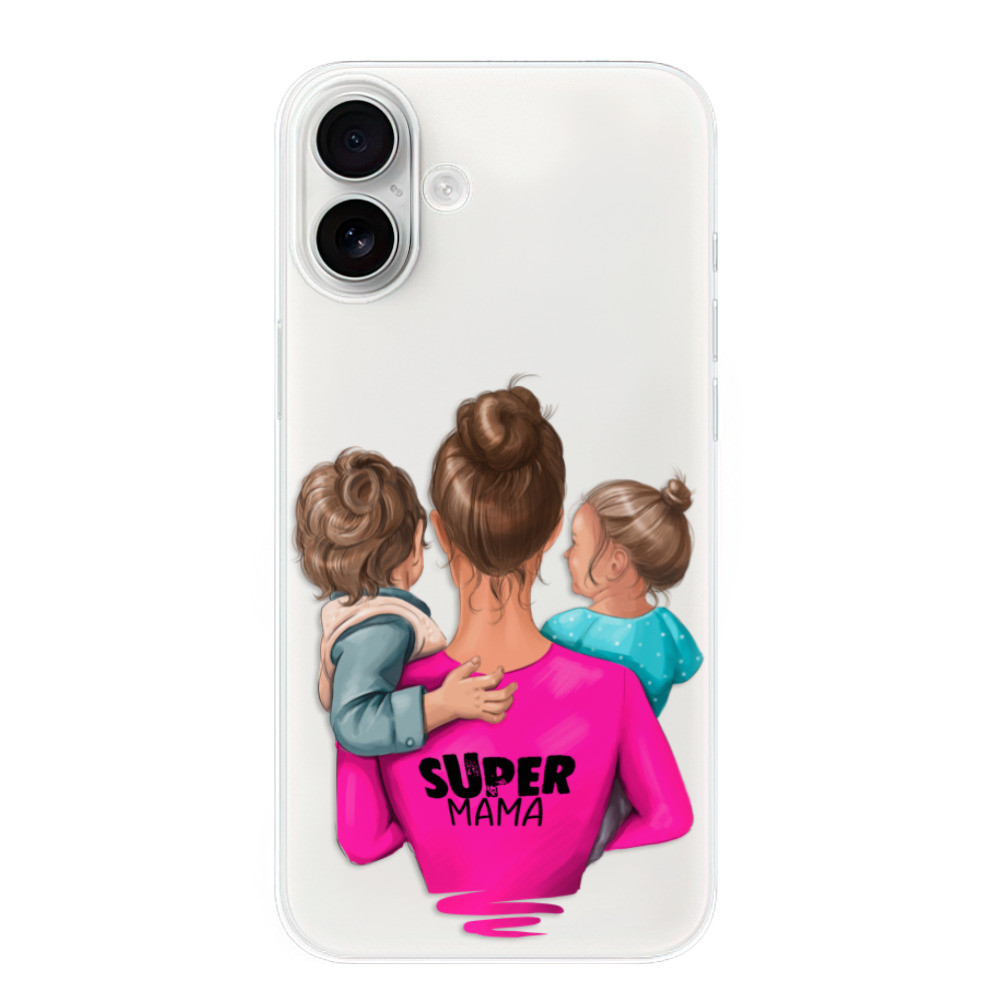 Odolné silikónové puzdro iSaprio - Super Mama - Boy and Girl - iPhone 16 Plus