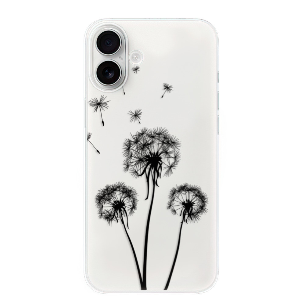 Odolné silikónové puzdro iSaprio - Three Dandelions - black - iPhone 16 Plus