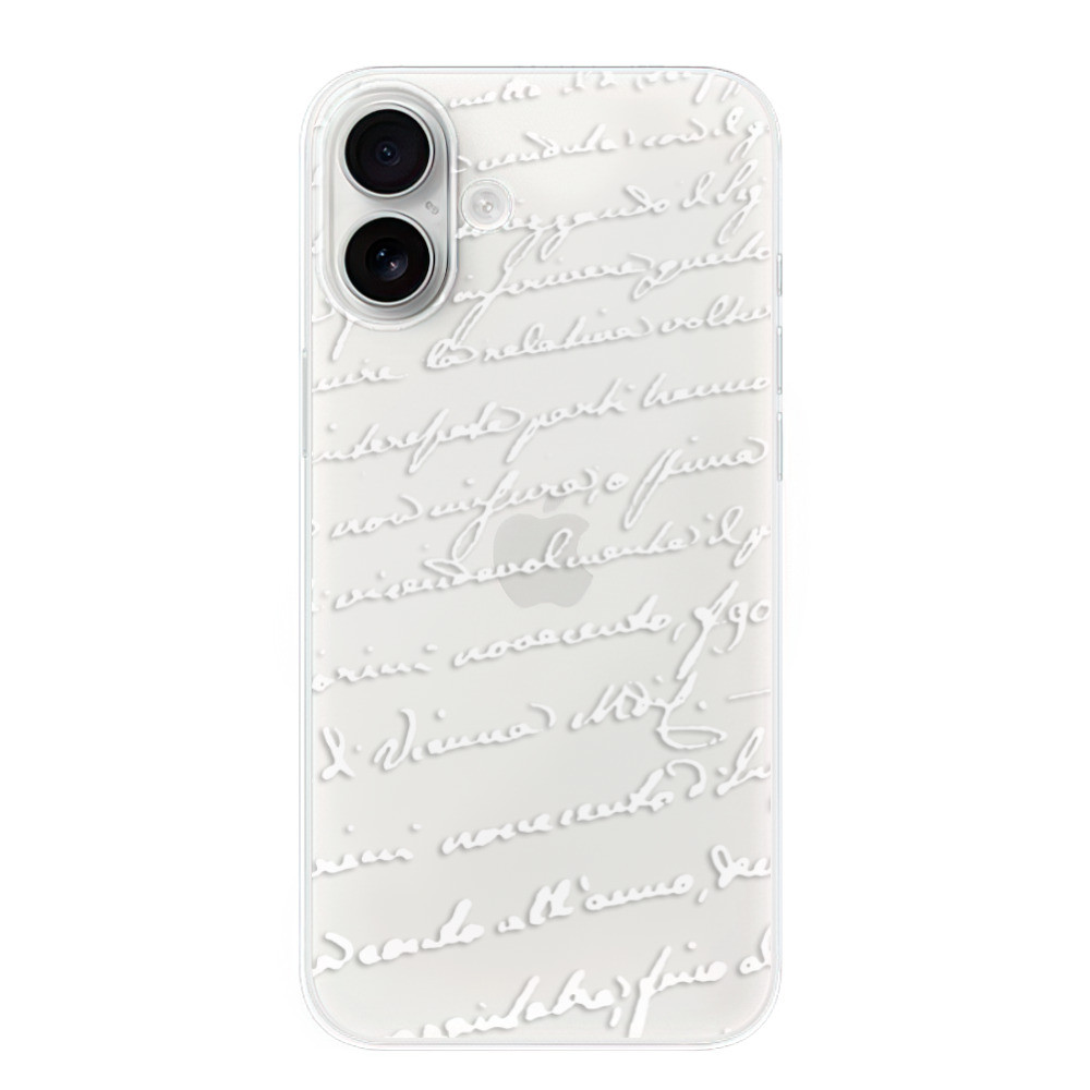 Odolné silikónové puzdro iSaprio - Handwriting 01 - white - iPhone 16 Plus