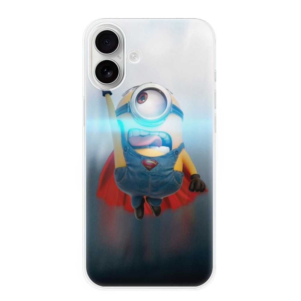 Odolné silikónové puzdro iSaprio - Mimons Superman 02 - iPhone 16 Plus