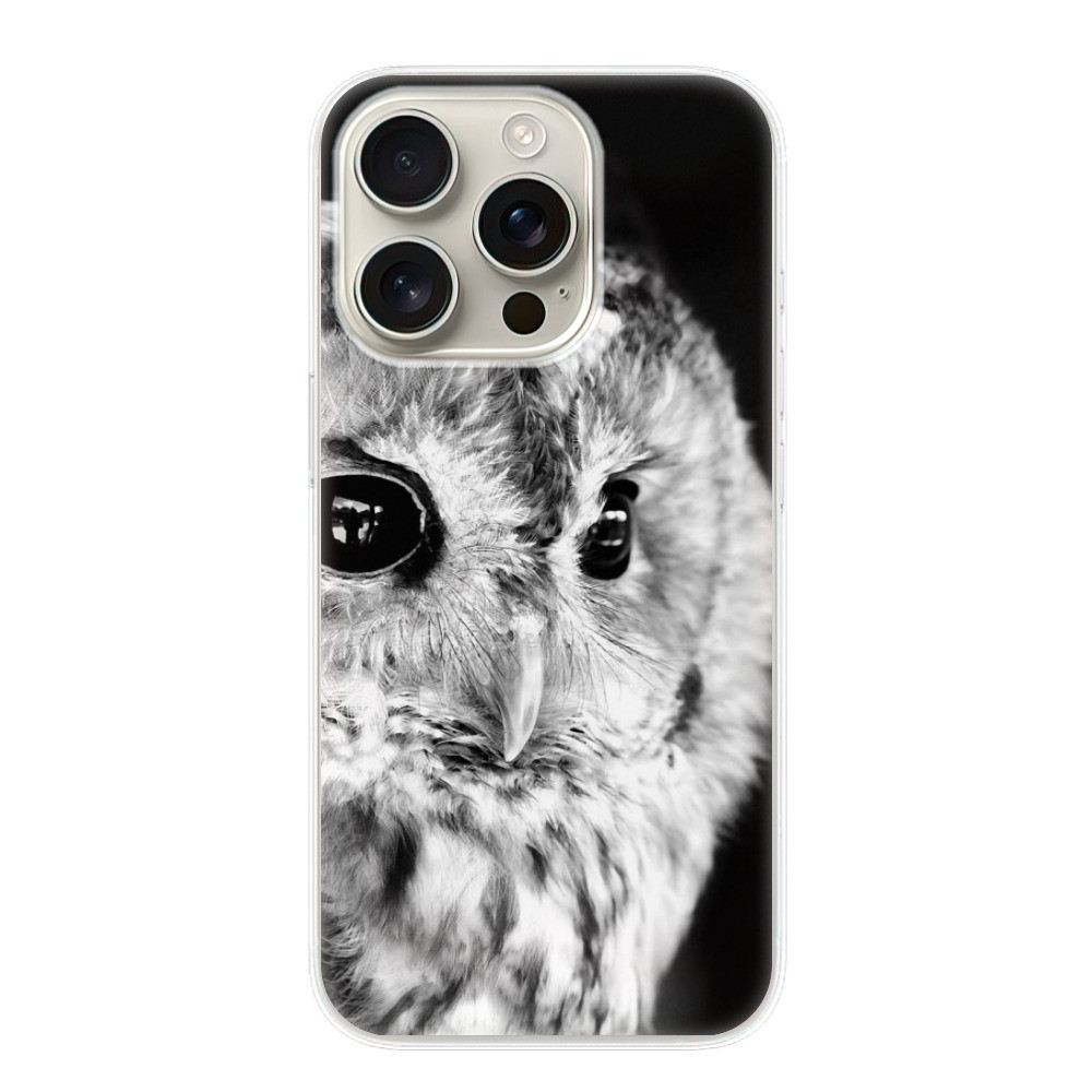 Odolné silikónové puzdro iSaprio - BW Owl - iPhone 16 Pro
