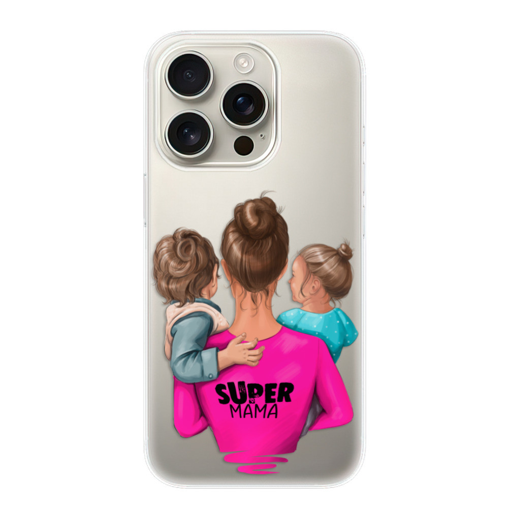 Odolné silikónové puzdro iSaprio - Super Mama - Boy and Girl - iPhone 16 Pro