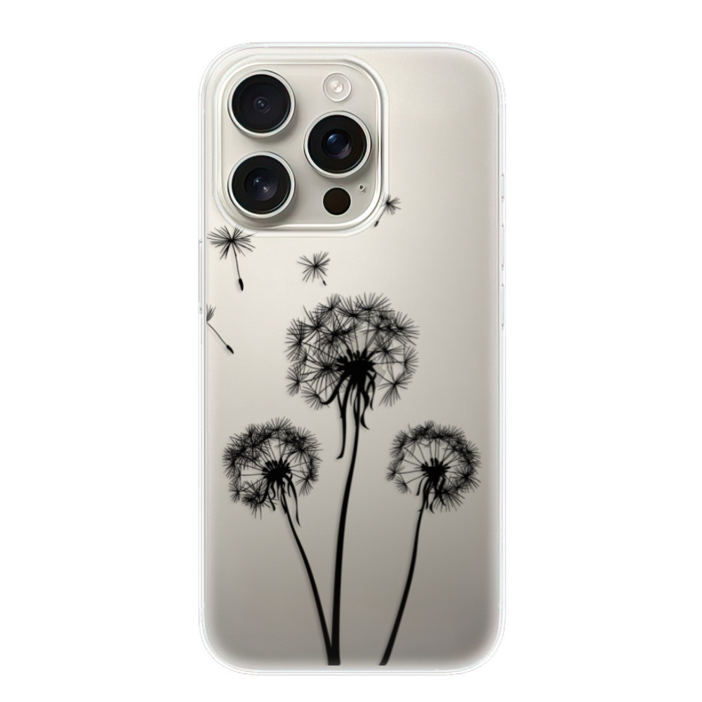 Odolné silikónové puzdro iSaprio - Three Dandelions - black - iPhone 16 Pro