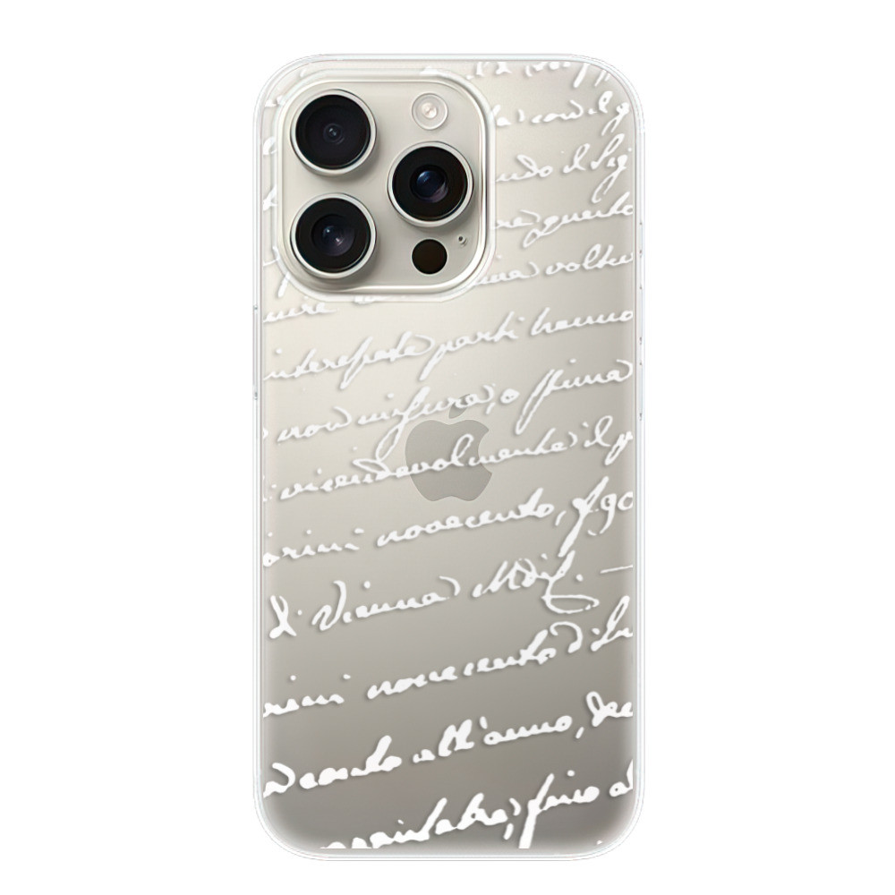 Odolné silikónové puzdro iSaprio - Handwriting 01 - white - iPhone 16 Pro
