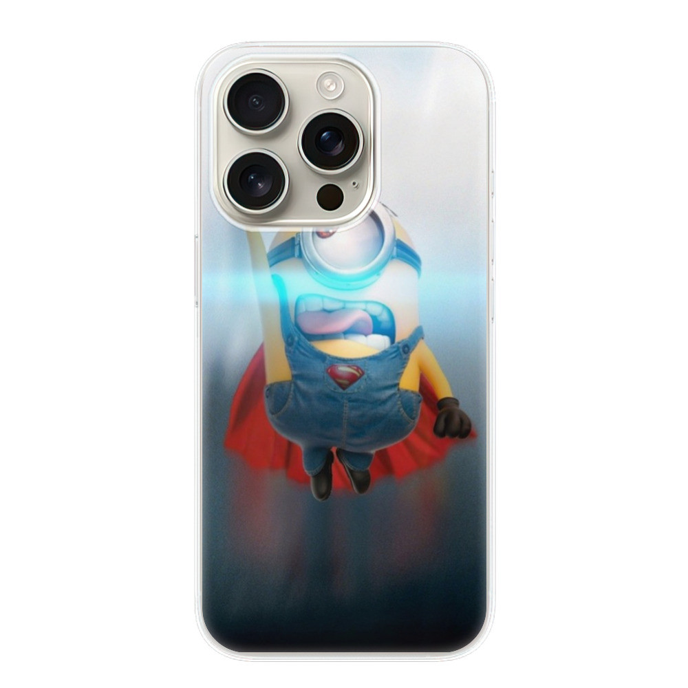 Odolné silikónové puzdro iSaprio - Mimons Superman 02 - iPhone 16 Pro
