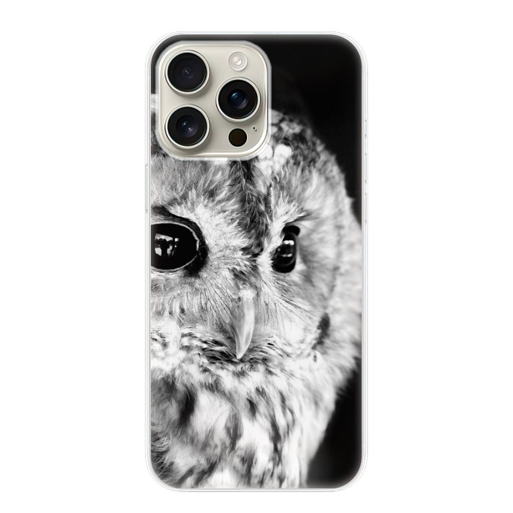 Odolné silikónové puzdro iSaprio - BW Owl - iPhone 16 Pro Max