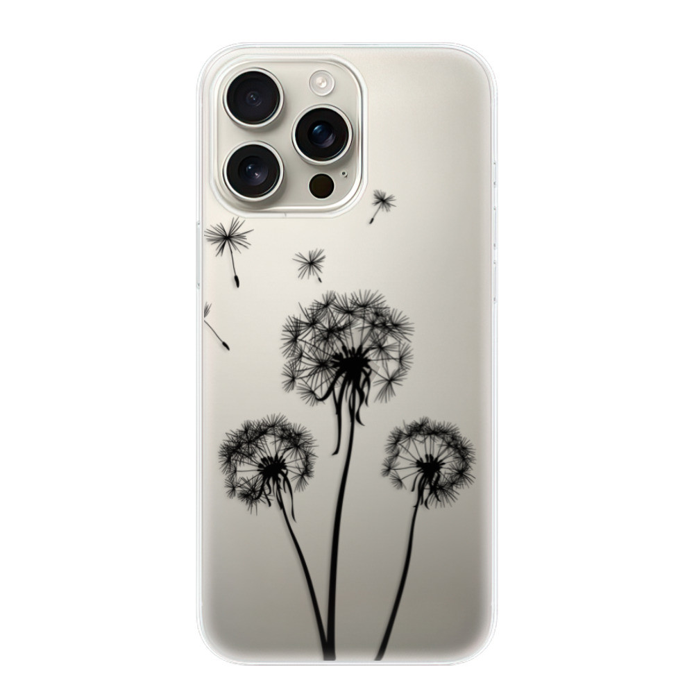 Odolné silikónové puzdro iSaprio - Three Dandelions - black - iPhone 16 Pro Max
