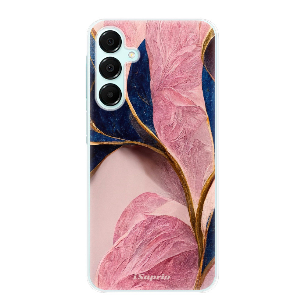 Odolné silikónové puzdro iSaprio - Pink Blue Leaves - Samsung Galaxy A16 5G