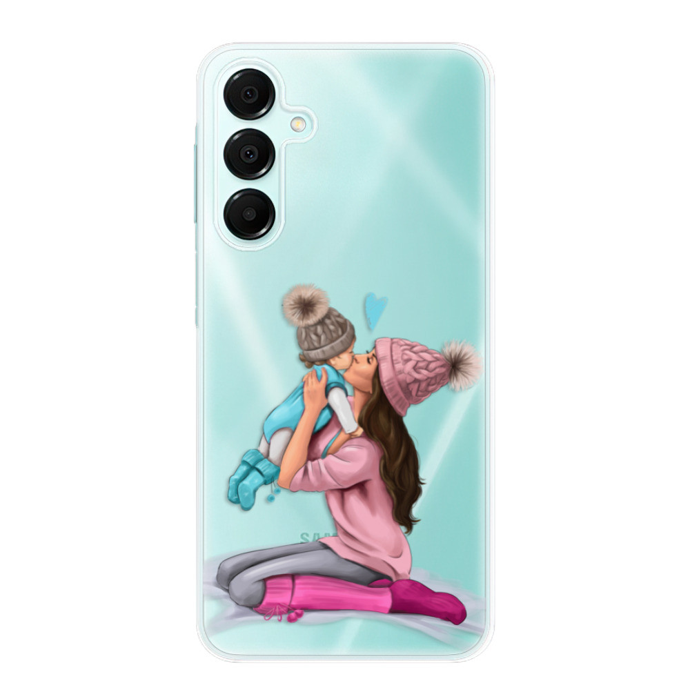 Odolné silikónové puzdro iSaprio - Kissing Mom - Brunette and Boy - Samsung Galaxy A16 5G