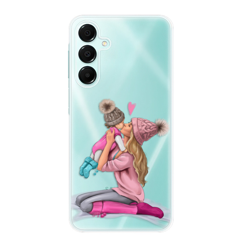Odolné silikónové puzdro iSaprio - Kissing Mom - Blond and Girl - Samsung Galaxy A16 5G