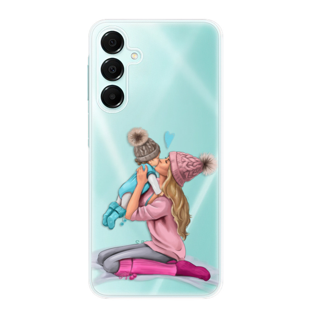 Odolné silikónové puzdro iSaprio - Kissing Mom - Blond and Boy - Samsung Galaxy A16 5G