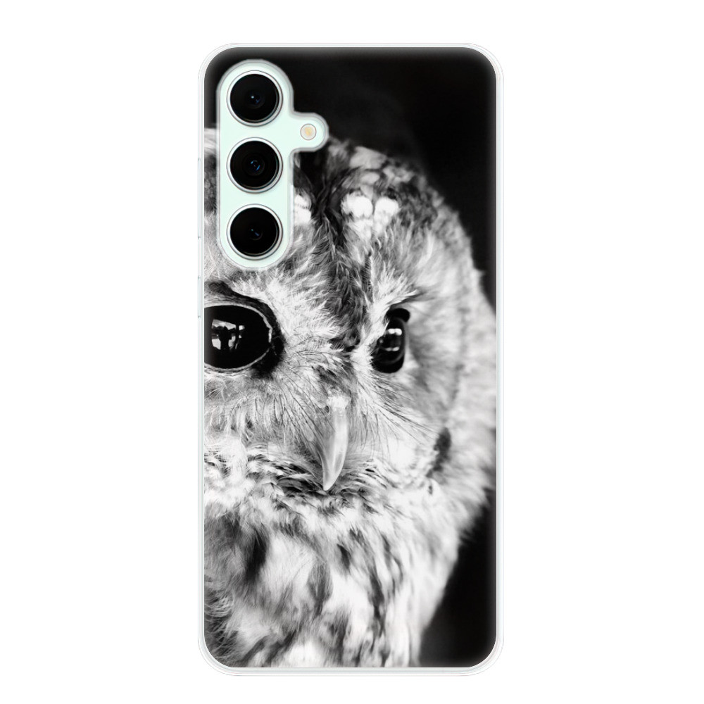 Odolné silikónové puzdro iSaprio - BW Owl - Samsung Galaxy S24 FE