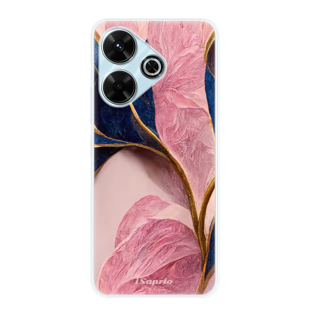 Odolné silikónové puzdro iSaprio - Pink Blue Leaves - Xiaomi Redmi 13