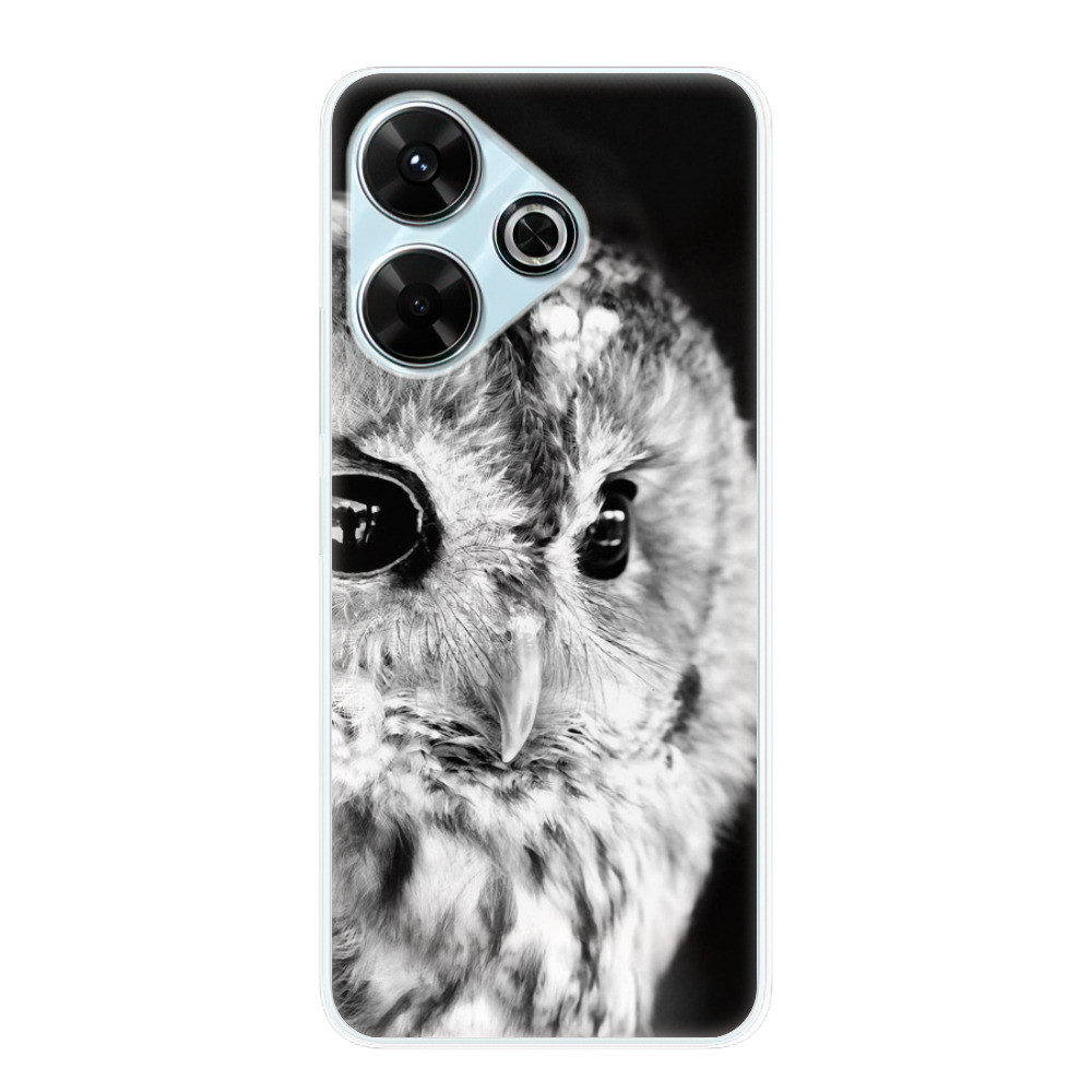 Odolné silikónové puzdro iSaprio - BW Owl - Xiaomi Redmi 13