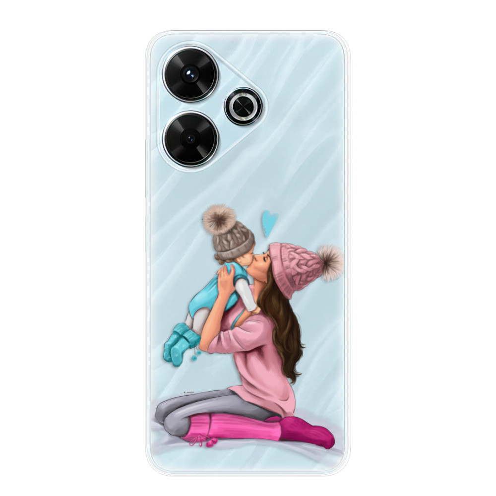 Odolné silikónové puzdro iSaprio - Kissing Mom - Brunette and Boy - Xiaomi Redmi 13