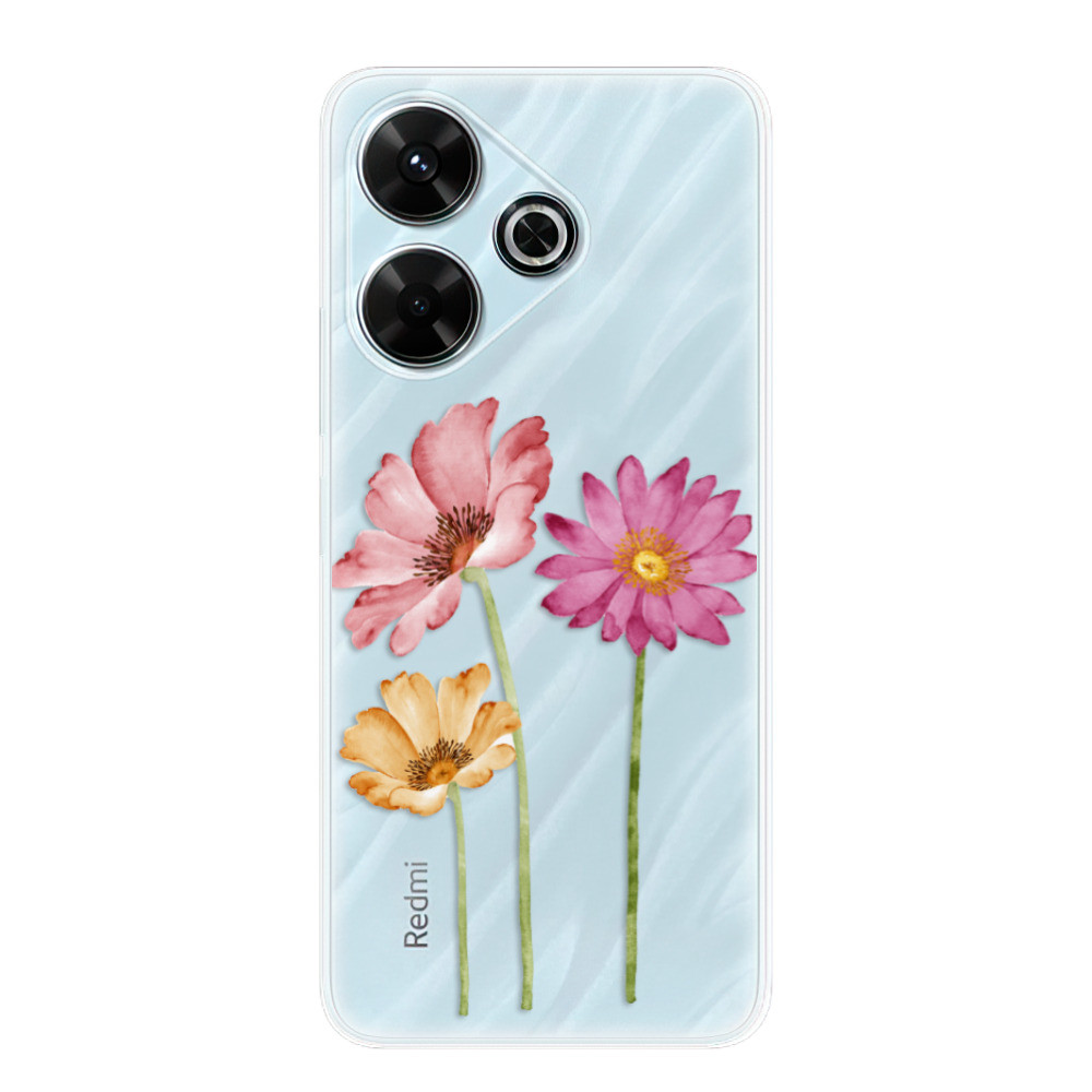 Odolné silikónové puzdro iSaprio - Three Flowers - Xiaomi Redmi 13