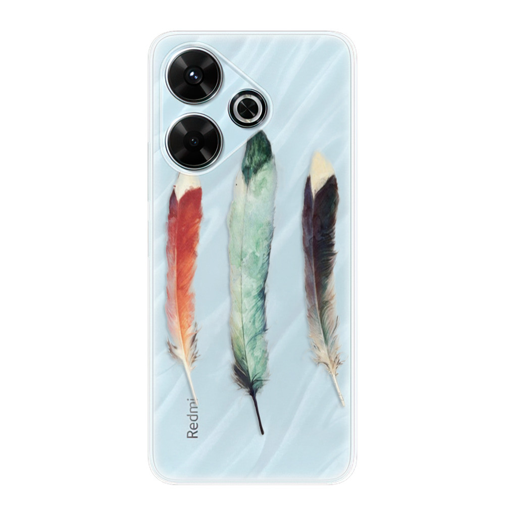 Odolné silikónové puzdro iSaprio - Three Feathers - Xiaomi Redmi 13